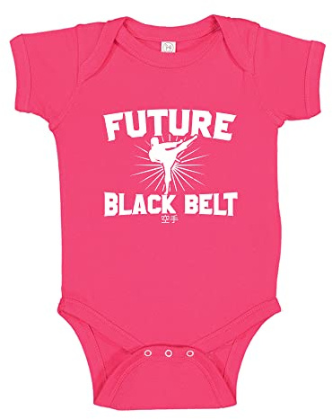 The Shirt Den Future Black Belt Karate Baby Bodysuit One Piece 6 mo Cyber Pink