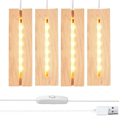 RUIITEN 6 inch Rectangle Display Pedestal, Warm Color Rectangle Led Lights Display Base, Crystal Wooden Lighted Base Stand for Acrylic, Crystal, Night Light, Glass Resin Art