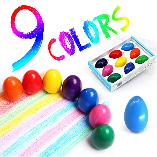 Egg Crayons for Toddlers - 9 Colors Washable Solid for Baby Hand Grip, Non-Toxic, Safe, Not Dirty, Finger Crayons for Kids, Infants, Children, Boys and Girls, Birthday Party Gift