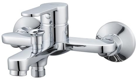 Ulytid Badewannenarmatur, Wasserhahn Badewanne aus Messing, Mischbatterie Badewanne Wandmontage, Armatur Badewanne für Dusche und Wanne, Einhebel Duscharmatur mit Wanneneinlauf für Badezimmer, Chrom