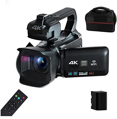 AUBEST Videocámara con cámara de vídeo Cámaras Digitales 18X 64MP 4K for fotografía Profesional Vlog Streaming videocámara grabación de vídeo Webcam Auto Focus(128G SD Card,External Microphone)
