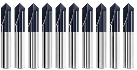 10pcs 90 Degree Chamfer End Mill 6mm Shank 2 Flutes Solid Tungsten Carbide V Groove Router Bit for Carving Deburr