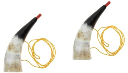GARVALON Cuerno Vikingo de Buey Natural 20-22 CM Trompeta Portátil para Exteriores Juguete Divertido de Cuerno de Vítores Bocina Ligera para Reuniones y Fiestas al Aire Libre