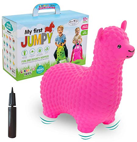 GERARDO'S Toys Hüpftier Alpaka Rosa - Hüpftiere ab 1 Jahr und ab 2 Jahre - Aufblasbare Tiere Spielzeug Draussen oder Drinnen für Kleinkinder ab 12 Monaten