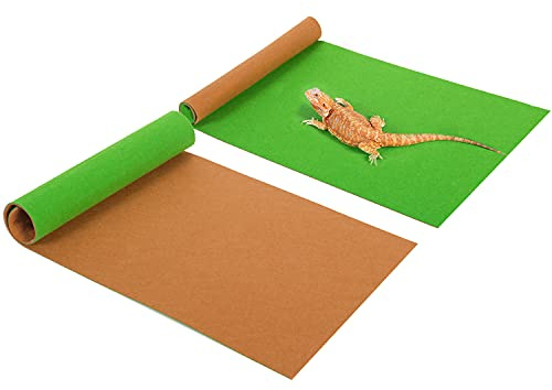 REPTI ZOO Reversible Reptile Carpet Pack of 2PCS, Terrarium Substrate Bedding Liner (17 in X 35 in) for 10/20/30/40 Gallon Tanks, Both Sides Usable Reptile Floor Mat