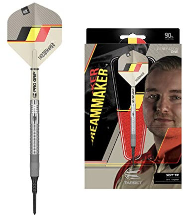 Target Darts Unisex-Adult Dimitri Van den Bergh Dream Maker G1 90% Wolfram Softdarts-Set Dartpfeile, Sand, Schwarz, Gelb and Roter, 21G