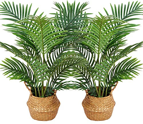 Kazeila Kunstpflanzen Groß 90cm Künstliche Palme Pflanzen Fake Pflanzen Plastik Kunstpalme Pflanze Deko für Home Wohnzimmer Schlafzimmer(2PACK)