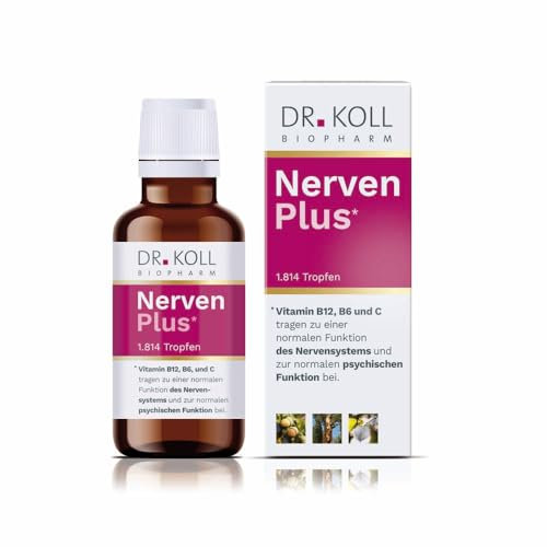 Dr. Koll Nerven Plus: Unterstützung für Ihr Nervensystem mit Vitamin B12, B6 und Selen - Für geistige Leistungsfähigkeit und Schutz vor oxidativem Stress, 50 ml Tropfen