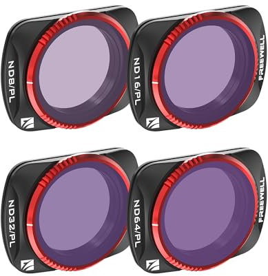 Freewell 4Pack Bright Day Kit di filtri ibridi ND/PL QuickSwap per Osmo Pocket 3: installazione semplice, colori vivaci, compatibilità con il gimbal