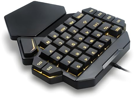 GOWENIC One Handed Gaming Keyboard, 35 Keys Protable Mini Single Hand Keyboard with Wrist Rest, RGB Backlight Blue Switch Mini Gaming Keypad with 6 Macro Recording Keys, for PC