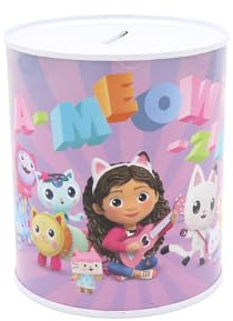 CYPBRANDS Gabby- Hucha de Metal, Infantil, para Monedas, Dimensiones 10 x 10 x 12 cm, Multicolor, Producto Oficial
