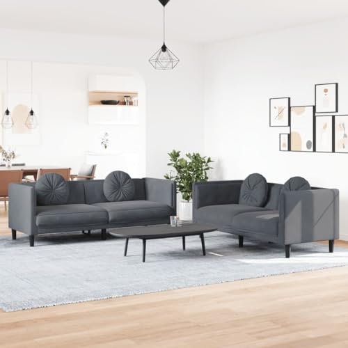 SECOLI Sofa 3-Sitzer und 2-Sitzer Set, Sofagarnitur Couchgarnitur Samt für Zuhause und Büro - Dunkelgrau