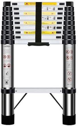 HUIYOPU Scala telescopica da 2,9 m, in Acciaio inossidabile, carico massimo 150 kg, gradino regolabile, utilizzato per manutenzione quotidiana, edifici