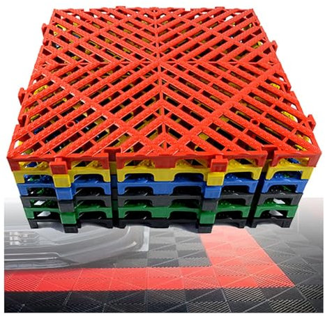 Carreaux De Sol Emboîtables Modulaires De 15,74x15,74x1,18,4 Pièces De Carreaux De Sol Emboîtables De Drainage De Voiture Auto-drainants For Piscine De Drainage De Terrasse De Garage De Bain(Black)