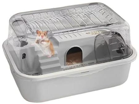 Genomskinlig design med löparhjul, dubbla lager små djurlivsmiljöer, kompakt ventilerat hölje, vardagsrumsutrymmen, hamsterbur för gerbils, kaniner, chinchillor, sovsalar
