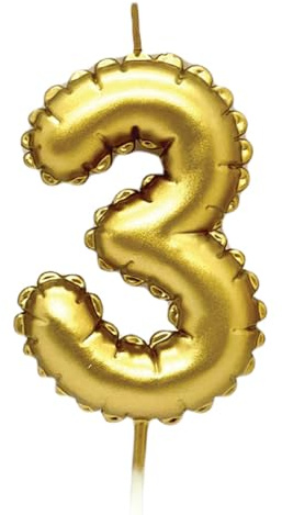 Kardasis Bougies d’anniversaire chiffres 0–9, 8 cm or en forme de ballon | Bougies décoratives pour gâteaux d’anniversaire, enfants & adultes | Décoration élégante pour fête, anniversaire ou jubilé