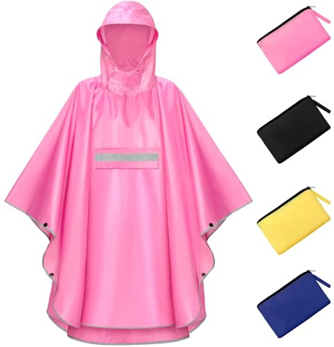 TEUEN Kids Rain Poncho with Hood Lightweight Waterproof Rain Jacket Reusable Children Boys Girls Rain Coat Outwear