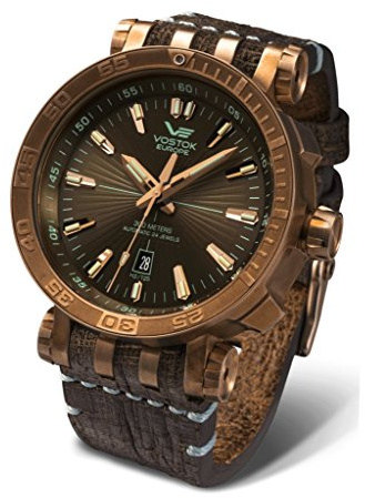 Vostok-Europe energia 2 NH35 – 575o285 piel verde marrón reloj Piloto Automático 49 mm