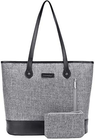 UTOTEBAG Damen 15,6 Zoll Business Laptop Tasche Tote Bag Schultertasche Aktentasche Leicht Notebooktasche Laptoptasche Frauen Büro Handtasche Arbeit Businesstasche für Notebook Macbook,Grau