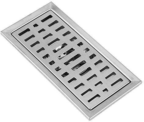 Scarico a Pavimento, 20x10cm Argento Canalina di Scarico Rettangolo in Acciaio Inox, Canalina per Doccia con Griglia Adatto per WC, Bagno, Cucina, Balcone