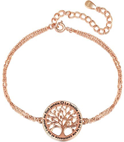 LOVORDS Bracelet Femme Gravé Argent 925/1000 Arbre de Vie Famille Cadeau Maman Fille Grand-Mère