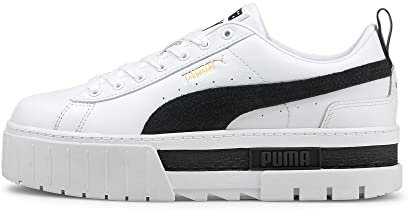 PUMA Women's Mayze Lth Wn's Sneaker, Puma White Puma Black, 5 UK