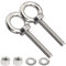 AIVOOF Stainless Steel Eye Bolts, 2 Pack M10 Shoulder Eye Bolt 2 Heavy Duty EyeBolts Screws in Eye Hooks with Washer and Nuts for Lifting Ring Eyebolt Thread Length 50mm