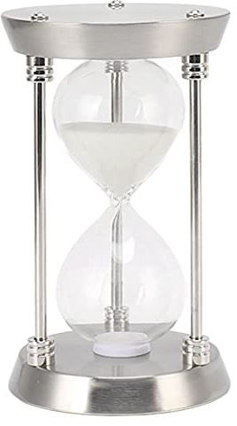 Hapivida Reloj de Arena de Metal con Temporizador, Reloj de Arena Vintage Decorativo para Sala de Estar, Hogar, Escritorio, Decoración de Oficina(15 Minute-Silver)