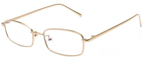 Ggpyyon Occhiali rettangolari filtro luce blu occhiali occhiali per uomo donna filtro blu occhiali senza forza retrò montatura in metallo montatura occhiali, gold, 52-18-138