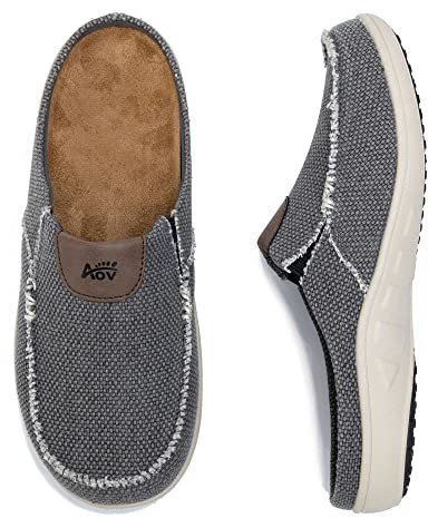 WNA Step Up Herren Hausschuhe orthopädische Schuhe für Männer mit Arch Support Loafers Plantarfasziitis Orthesen Breit Freizeit Slip On Leinwand Bequeme Haus Slippers