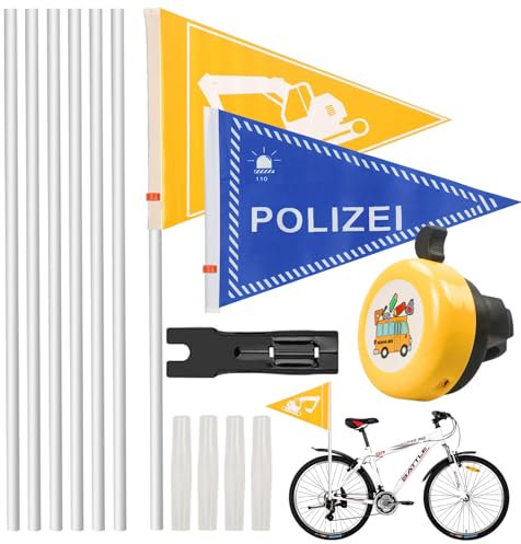 Galerie SV 2 Stück Fahrrad Wimpel,Fahrrad Fahne 200 cm Fahrradwimpel Verstellbare,Fahrradfahne für Kinder Reflektierender Fahrradfahnenwimpel Passend für Kinderfahrräder (Gelb+Blau)