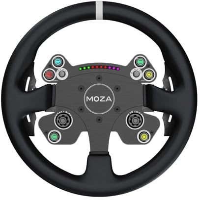 MOZA Volante da corsa CS V2P per PC Gaming, cerchio in lega di alluminio di grado aeronautico da 13 pollici, pagaie in fibra di carbonio, indicatore RGB, joystick pressabili e controlli