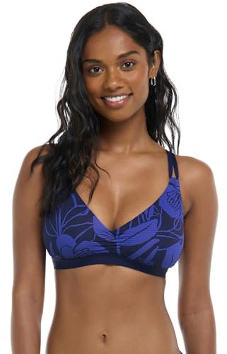Skye Women's Sarah D, Dd, E, F Cup Bikini Top Swimsuit, Baja Blue Tropical