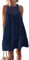 Ajpguot Damen Leicht und Luftig Kurz Sommerkleid Nadelhaken Aushöhlen Ärmellos Neckholder Kleid Schichtung A Linie Swing Kleider Minikleid Casual Lose Urlaub Strandkleid Trägerkleid (L, Dunkelblau)