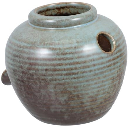 BESTonZON Ceramic Fountain Flowing Pot Waterfall for Fishponds Indoor Outdoor Water Feature Bowl with Wide U Spout for Garden Pond Tabletop Decoration and Water Circulation System