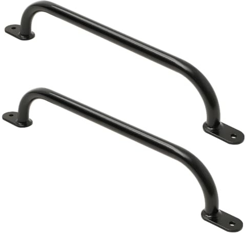 TRIBECCO Klettergriffe Haltegriffe für Outdoor & Indoor Metall Griffe für Spielplatz, Klettergerüst, Spielturm, Hochbett, Leiter und Kletterwand im Kinderzimmer (550 Schwarz, 2 Stücke)