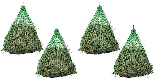 vidaXL 4-Pack Round Bale Hay Nets - PP Livestock Feeders/Waterers, 45mm Mesh, 0.75m Horse Feeding Nets, Durable & Weather-, Green
