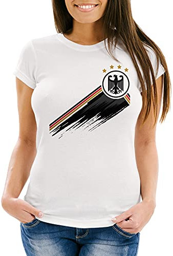 MoonWorks® EM Shirt Damen Deutschland Fußball EM-Shirt 2021 WM Fanshirt Deutschlandshirt Adler weiß XXL