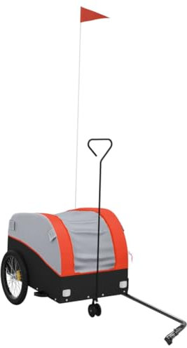 vidaXL Fahrradanhänger, Lastenanhänger für den Transport Schwerer Güter, Anhänger für Fahrrad, Radanhänger Transportanhänger, Schwarz Orange 30kg Eisen