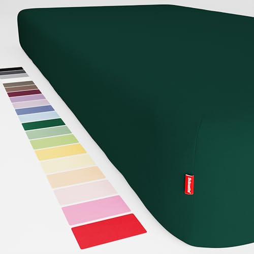 Schuette® Topper Spannbettlaken • 70x200 cm • Wow! Kollektion: Miss Emerald (Dunkelgrün) • 100% Superfluff Baumwolle, Blickdicht, Faltenfrei • mit Rundumgummi • Matratzenhöhe bis 15 cm