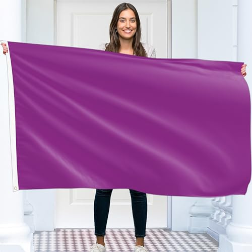 Drapeau violet uni - Drapeau violet uni - Impression recto verso - Polyester 90 g - Double couture - 2 œillets en laiton - Grand 90 x 150 cm