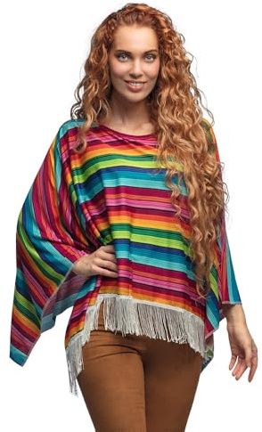 Boland 54427 Mexiko poncho i en storlek, topp för vuxna, mexikansk kostym för festival, karneval eller temafest