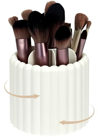 Support rotatif UP 360 pour pinceaux de maquillage et fournitures de bureau avec 7 emplacements pour pinceaux de maquillage, porte-crayons de rangement amovibles pour coiffeuse, commode, bureau