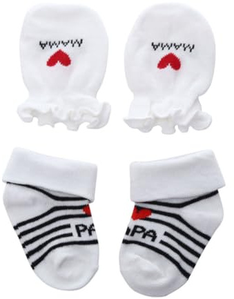 AFCJLTO 2 Pairs of Baby Cotton Socks Cute Socks I Love Mum + I Love PaPa Newborn Toddler Socks Baby Socks Non-Slip Stopper Socks Baby Gifts for Birth Boy Girl