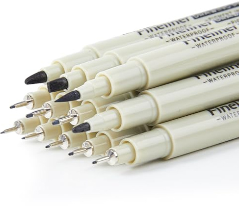 FAYAHAR 12 Stück Fineliner Schwarz, Wasserfest Fineliner Set, Feinliner mit 12 Verschiedene Linienbreiten, Tuschestifte, für Illustrationen, Skizzieren, Technische