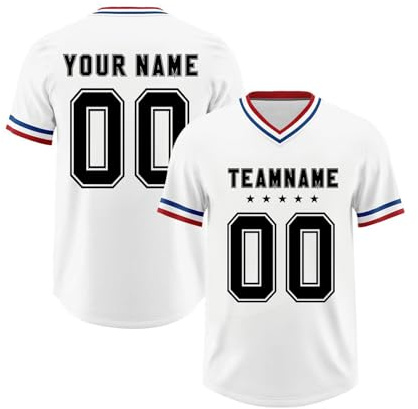 Maillot de Football Américain Imprimé (Nom Équipe/Nom/Numéro) Personnalisé, Shirt Rugby Oversize à Col V pour Homme/Femme/Jeune, Cadeau Parfait pour Garçons Fans