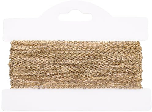 Beebeecraft Catena A Maglie Piatte Saldate da 32.8mm in Acciaio Inossidabile Placcato Oro 18K da 2 Piede per La Creazione di Gioielli Collane Bracciali Ciondoli Fai da Te