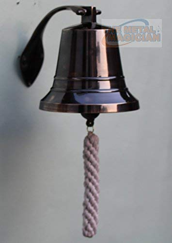 The Metal Magician 5 Solid Brass Bell Quality Marine Wall Mounted Ship Bronze Finished Hanging Bell Perfect for Dinner, Indoor, Outdoor, School, Bar, Reception, Last Order & Church by