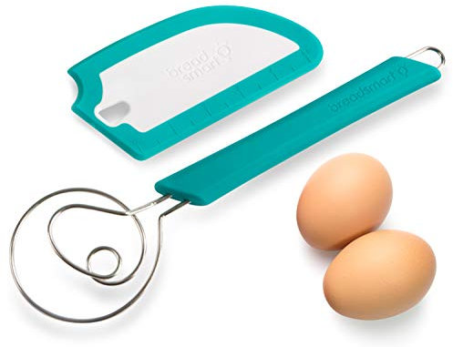 Breadsmart Artisan Bread Whisk and Bench Scraper Duo - Essential Bread Mixing Tools - Quality Home Bread Making Utensils