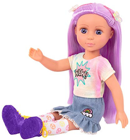 Glitter Girls - Luma - 36 cm Bewegliche Modepuppe - Lila Haare & einzigartige lila Augen - Haarverlängerung, Schleife, Clips & buntes Outfit - 3 Jahre +